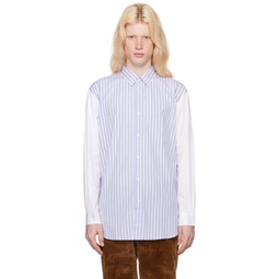 Blue & White Striped Shirt 232270M192030