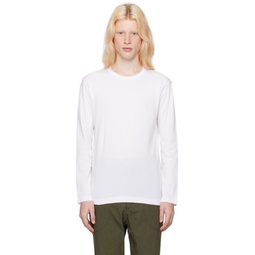 White Crewneck Long Sleeve T-Shirt 232270M213012