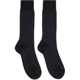 Black & Navy Gancini Socks 232270M220016