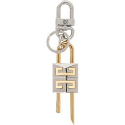 Silver & Gold Padlock Keychain 232278M148008