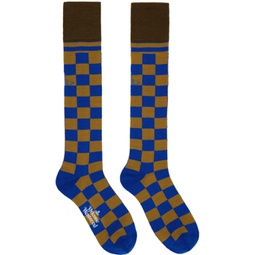 Blue Check Socks 232314M220015
