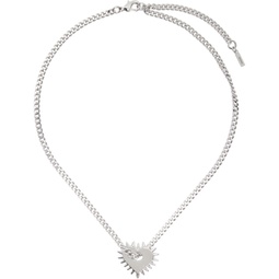 Silver Spike Flat Heart Necklace 232327F023004
