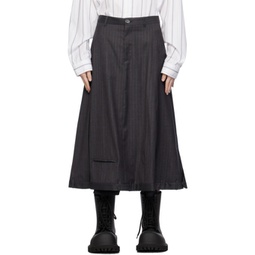 Gray Striped Midi Skirt 232342F092004