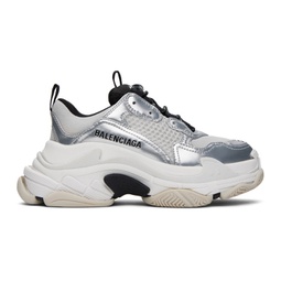 White & Silver Triple S Sneakers 232342F128026