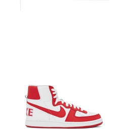 Red & White Nike Edition Terminator High Sneakers 232347M236002