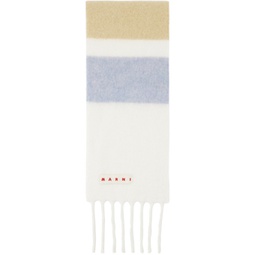 White & Blue Striped Alpaca Scarf 232379F028026