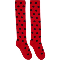 Red & Black Polka Dots Socks 232379F076011