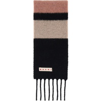 Black & Pink Striped Alpaca Scarf 232379M150022