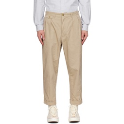 Beige Pleated Trousers 232398M191011