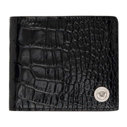Black Croc Medusa Biggie Wallet 232404M164012