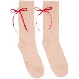 Pink Bow Socks 232405F076006