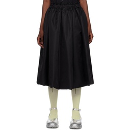 Black Elasticated Midi Skirt 232405F092011