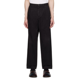 Black Pleated Trousers 232422M191007