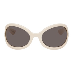 White Oversized Oval Sunglasses 232451F005050