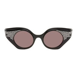 Black Crystal Cat-Eye Sunglasses 232451F005061