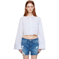 Blue & White Cropped Shirt 232455F109001