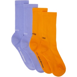 Two-Pack Blue & Orange Socks 232480M220008
