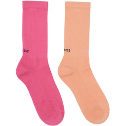 Two-Pack Orange & Pink Socks 232480M220020