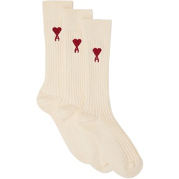 Three-Pack Off-White Ami de Coeur Socks 232482F076001