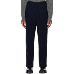 Navy Wide-Fit Trousers 232482M191018