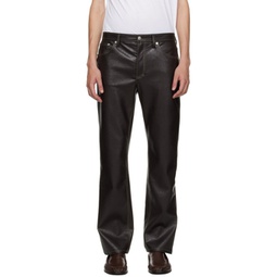 Brown Londre Faux-Leather Trousers 232491M191015