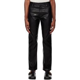 Black Paneled Faux-Leather Trousers 232494M189000