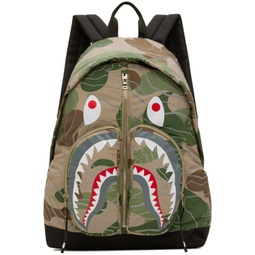 Green Layered Line Camo Shark Backpack 232546M166000