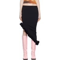 Black Frilly Midi Skirt 232550F092003