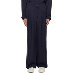 Navy Pleated Trousers 232564M191002