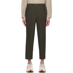 Khaki Tailored Pleats 1 Trousers 232729M191046