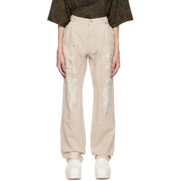 Beige Destroyed Trousers 232776M191005