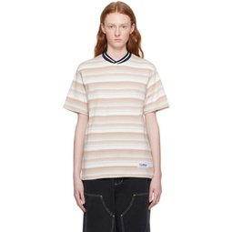Taupe & White Striped T-Shirt 232888F110005