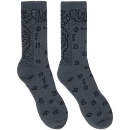 Gray Bandana Socks 232923M220001