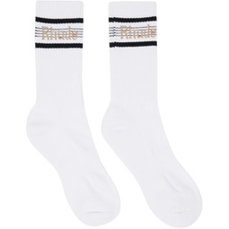 White Stripe Sport Socks 232923M220008