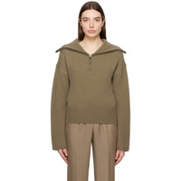 Brown Half-Zip Sweater 232936F097002