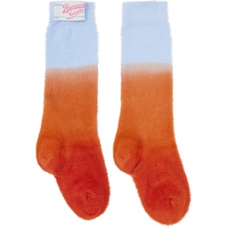 Blue & Orange Fluffy Socks 232945M220000