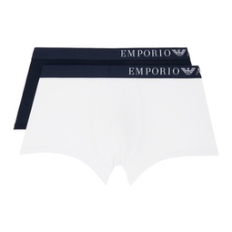 Two-Pack Navy & White Boxer Briefs 232951M216000