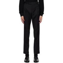 Black Pleated Trousers 232959M191003