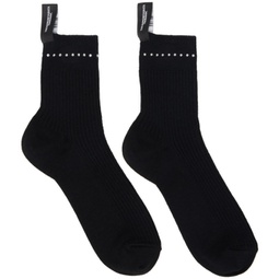 Black Stud Trim Low Socks 232970M220000