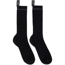 Black Stud Trim Mid Socks 232970M220001