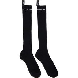 Black Stud Trim Hi Socks 232970M220002