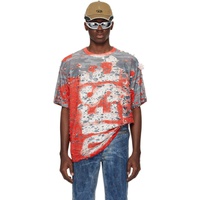 Red & Gray T-Boxt-Peel T-Shirt 241001M213052