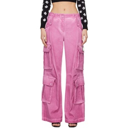 Pink Garment-Dyed Cargo Pants 241003F087002