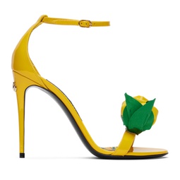 Yellow Vernice & Ricamo Fiore Sandals 241003F125004