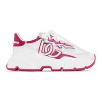 Pink & White Mixed-Materials Daymaster Sneakers 241003F128012