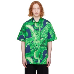 Green & Navy Printed Shirt 241003M192016