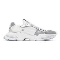 White & Silver Mixed-Material Airmaster Sneakers 241003M237050