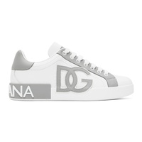 White & Gray Portofino Sneakers 241003M237051