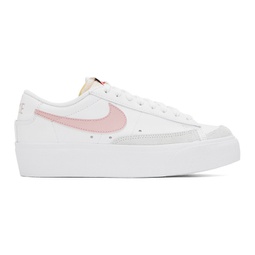 White & Pink Blazer Low Platform Sneakers 241011F128038