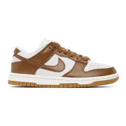 White & Brown Dunk Low Sneakers 241011F128132